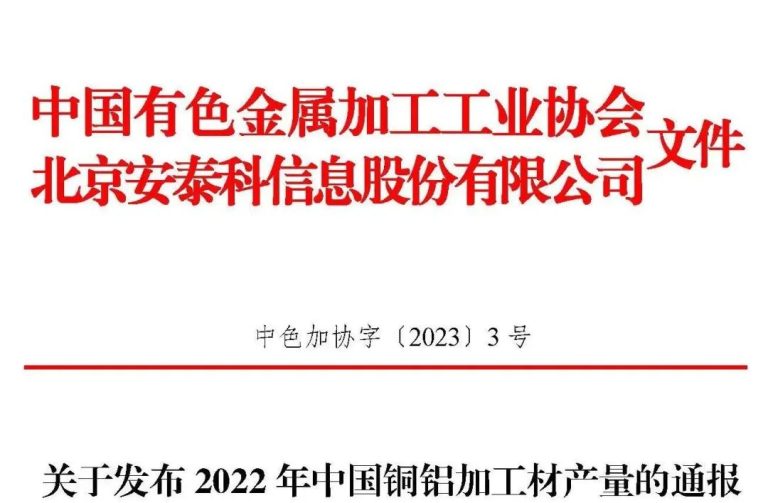 2022年中国铜铝加工材产量发布